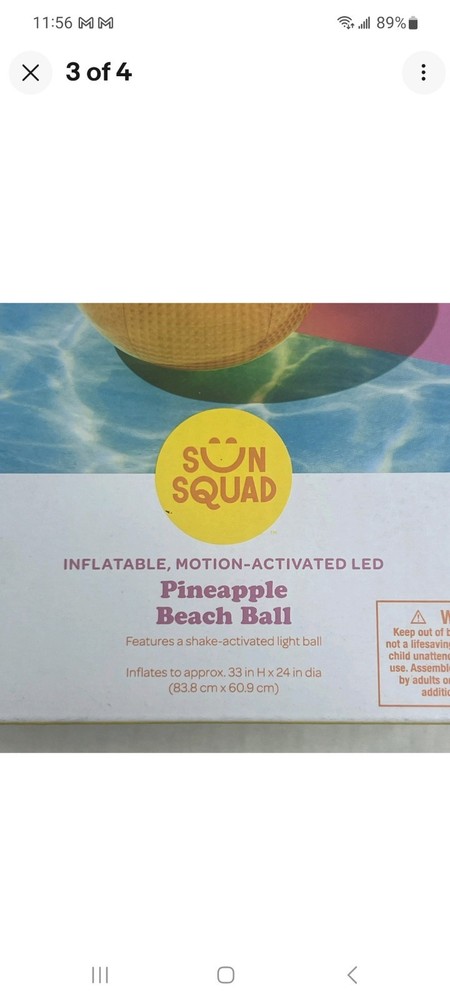 Sun Squad Pineapple Light Up Inflatable Beach Ball Motion Activated LED
