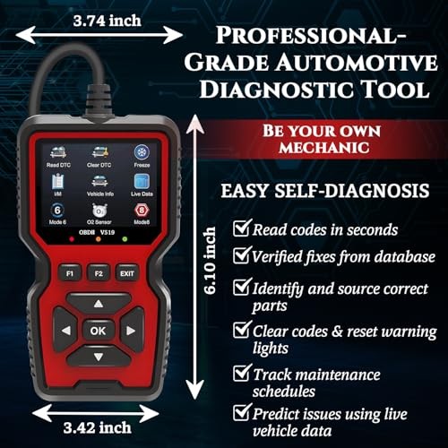 Professional OBD2 V519 Scanner - 2026 Upgraded OBDII + CAN Code Reader, Live