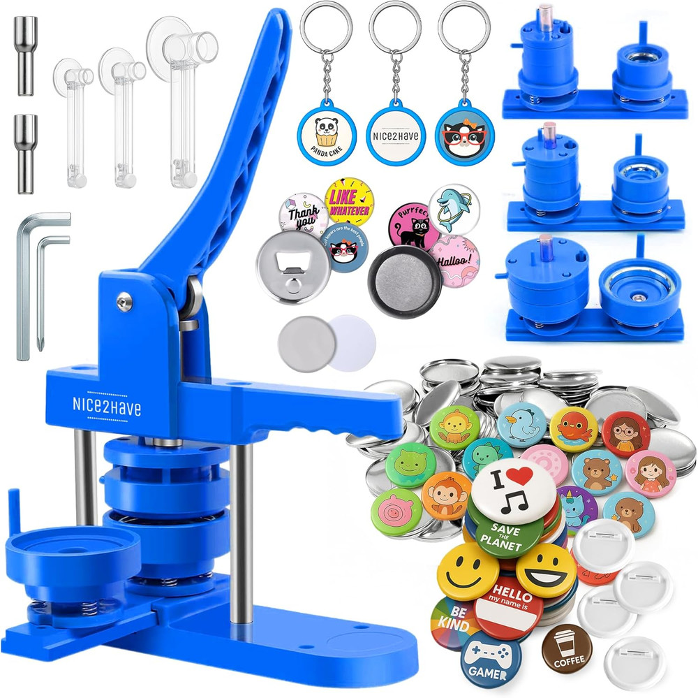 Button Maker Machine – Multiple Size Molds– Pin Maker Machine Kit W/ 500 Buttons