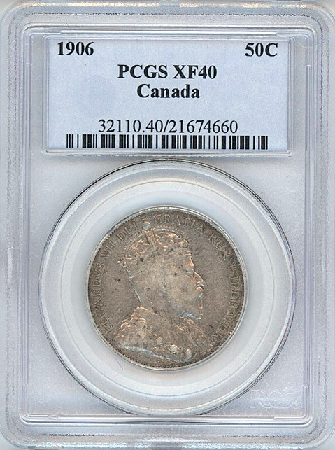 1906 Canada 50 cents PCGS XF40