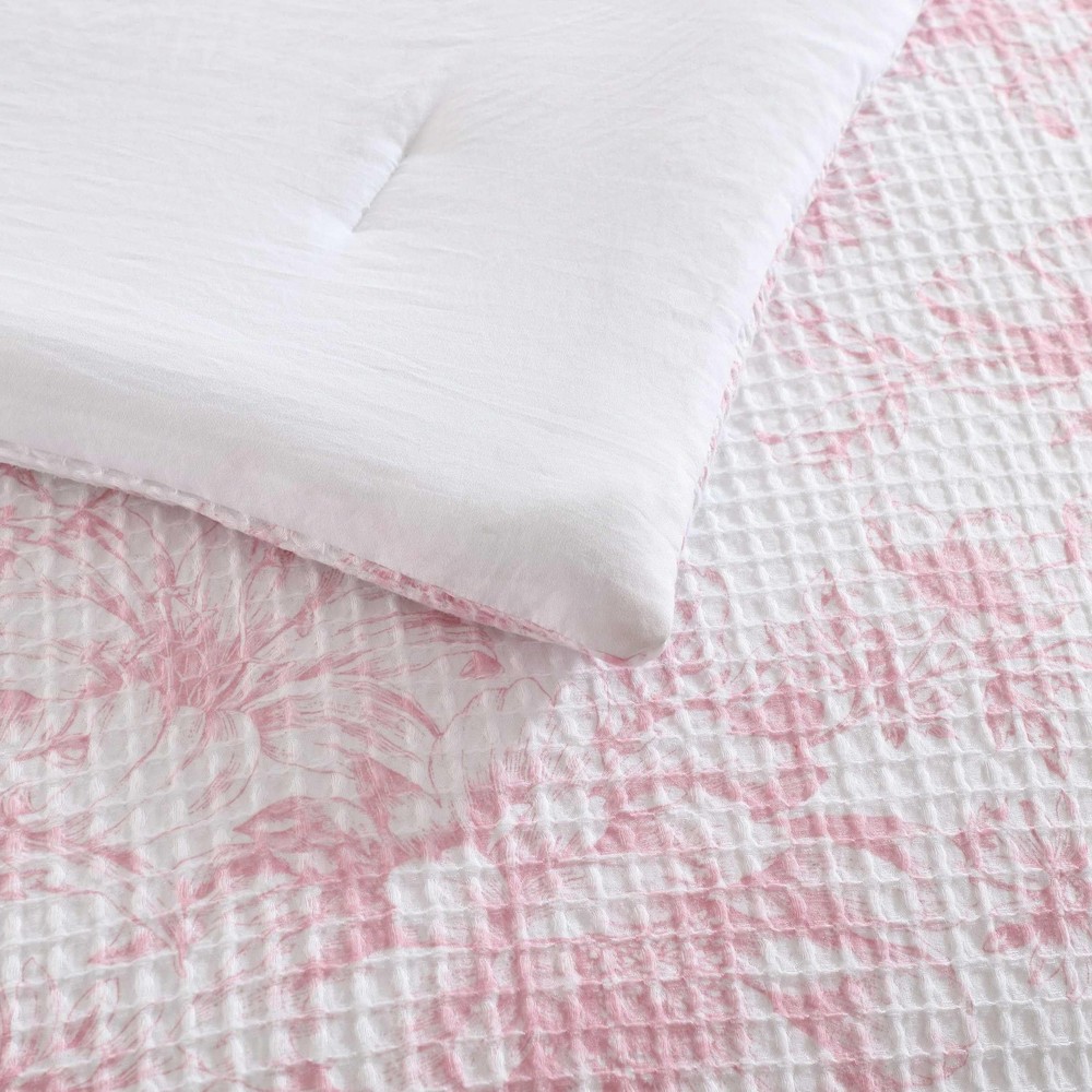 Laura Ashley - Comforter Set, Soft Poly Waffle Textured Bedding with Matching...