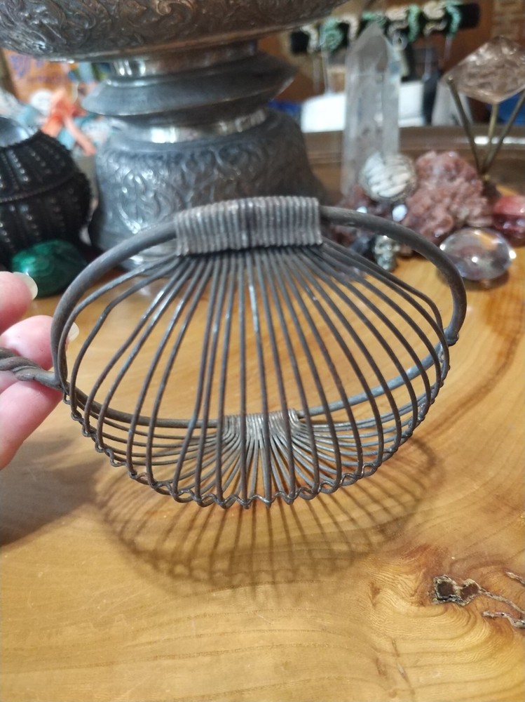 Antique 1920s vintage kitchen tool primitive strainer, skimmer