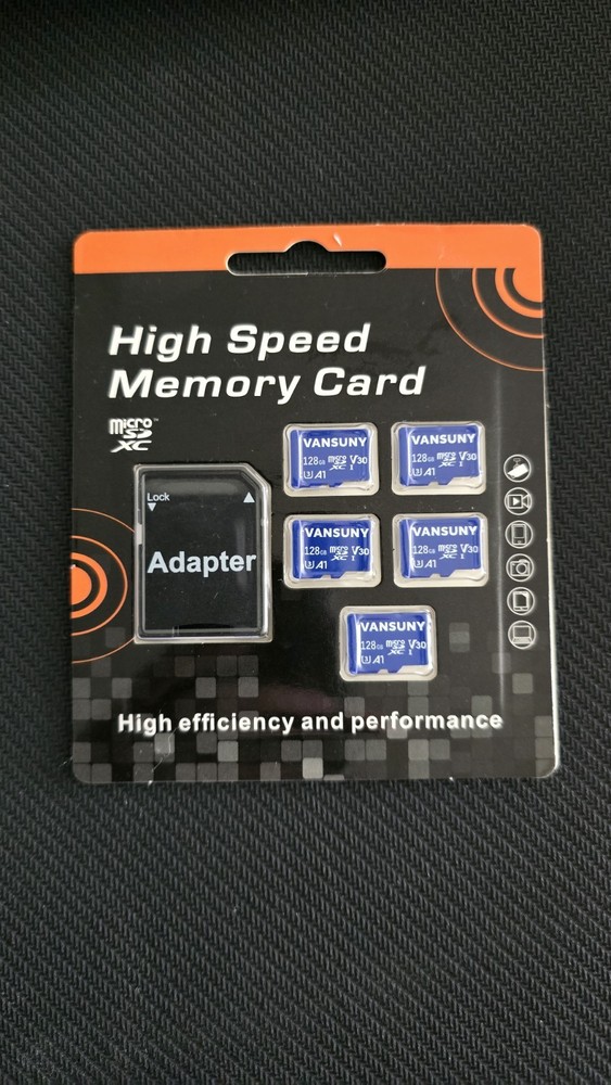 Vansuny Micro SD Card 128GB 5 Pack microSDXC Memory Cards with SD Adapter A1 New