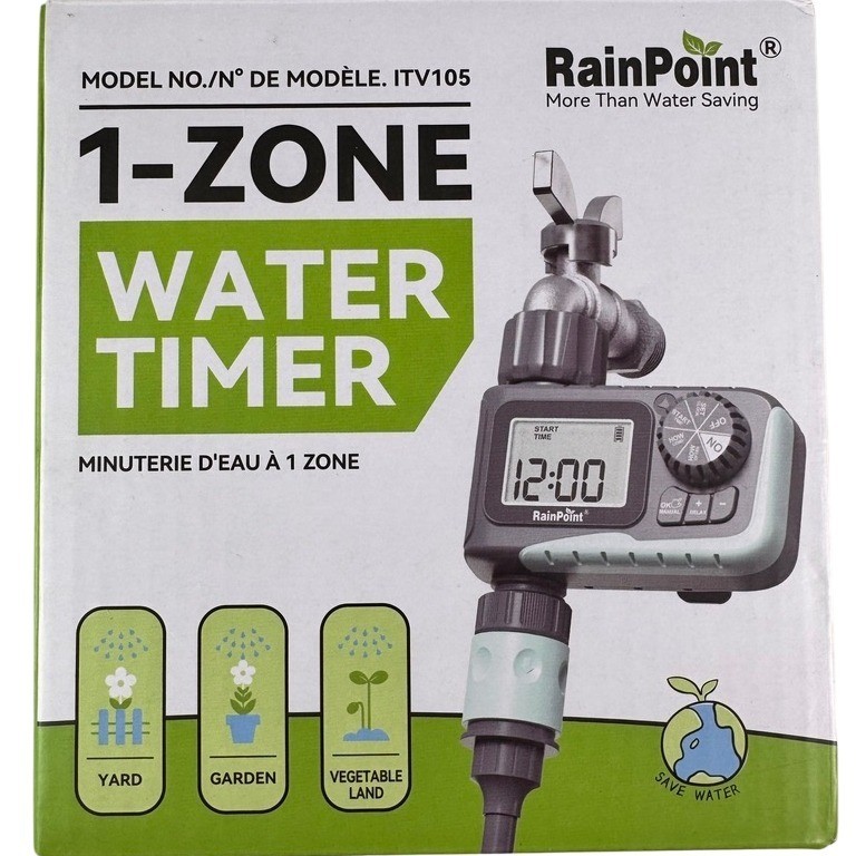 RainPoint 1 Zone Water Timer ITV105 Automatic Hose Faucet Timer Open Box Tested