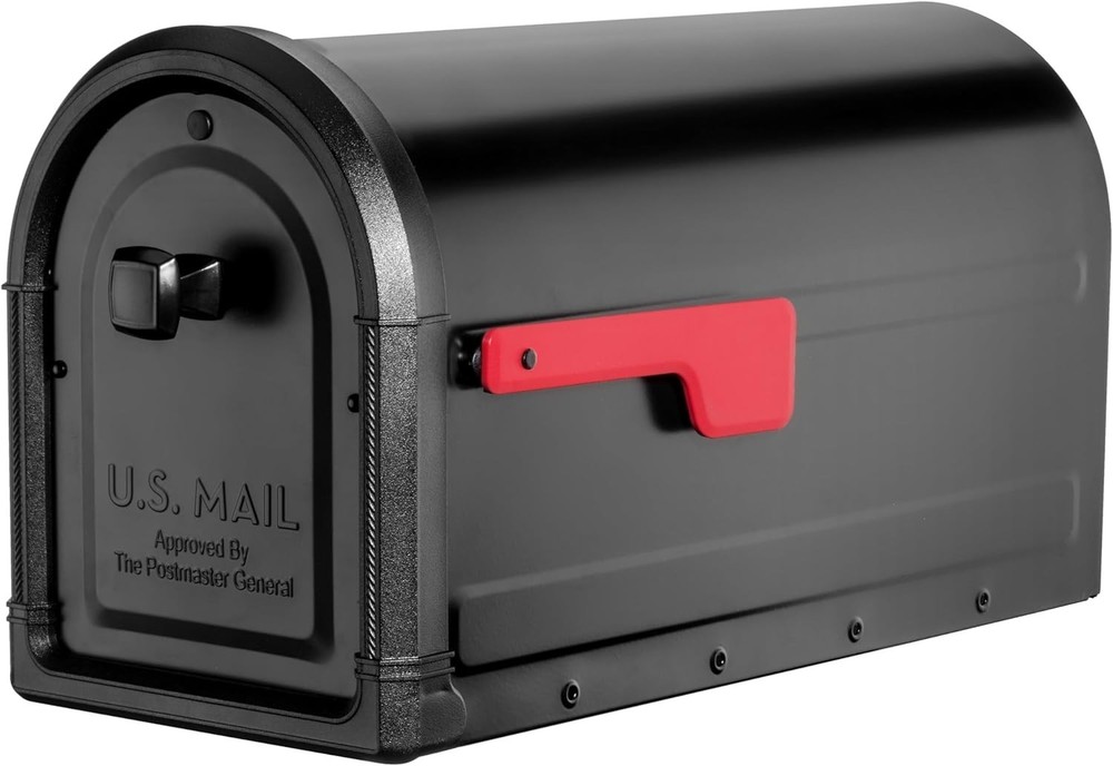 Architectural Mailboxes Roxbury Modern Galvanized Steel Post Mount Black Mailbox