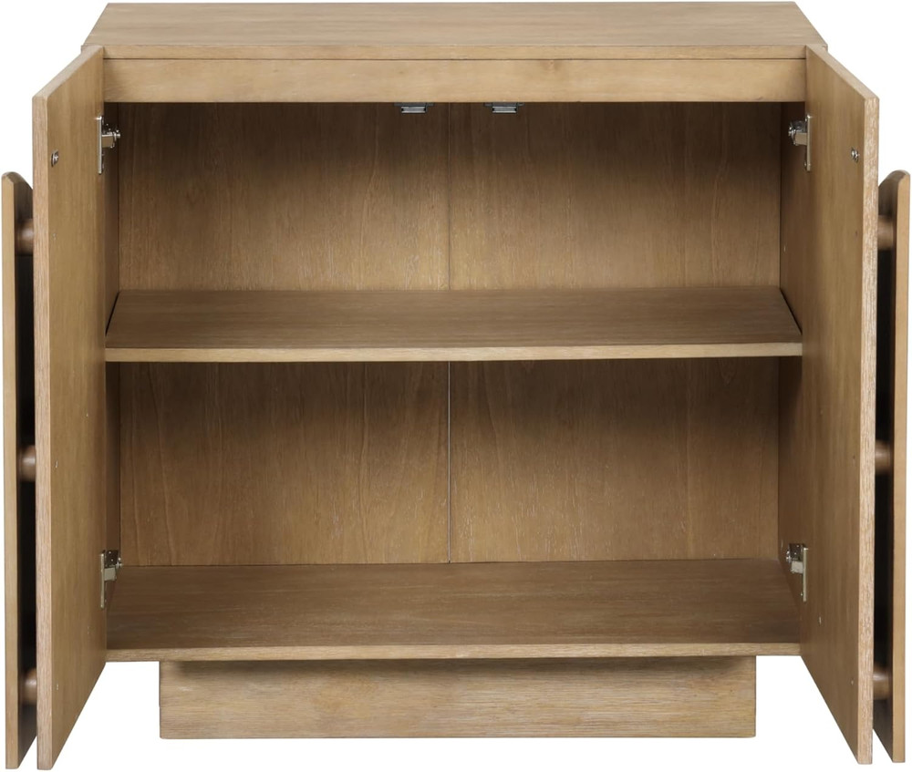 Mid-Century Modern Iris Sideboard & Bookcase Set - Light Brown Wood Storage