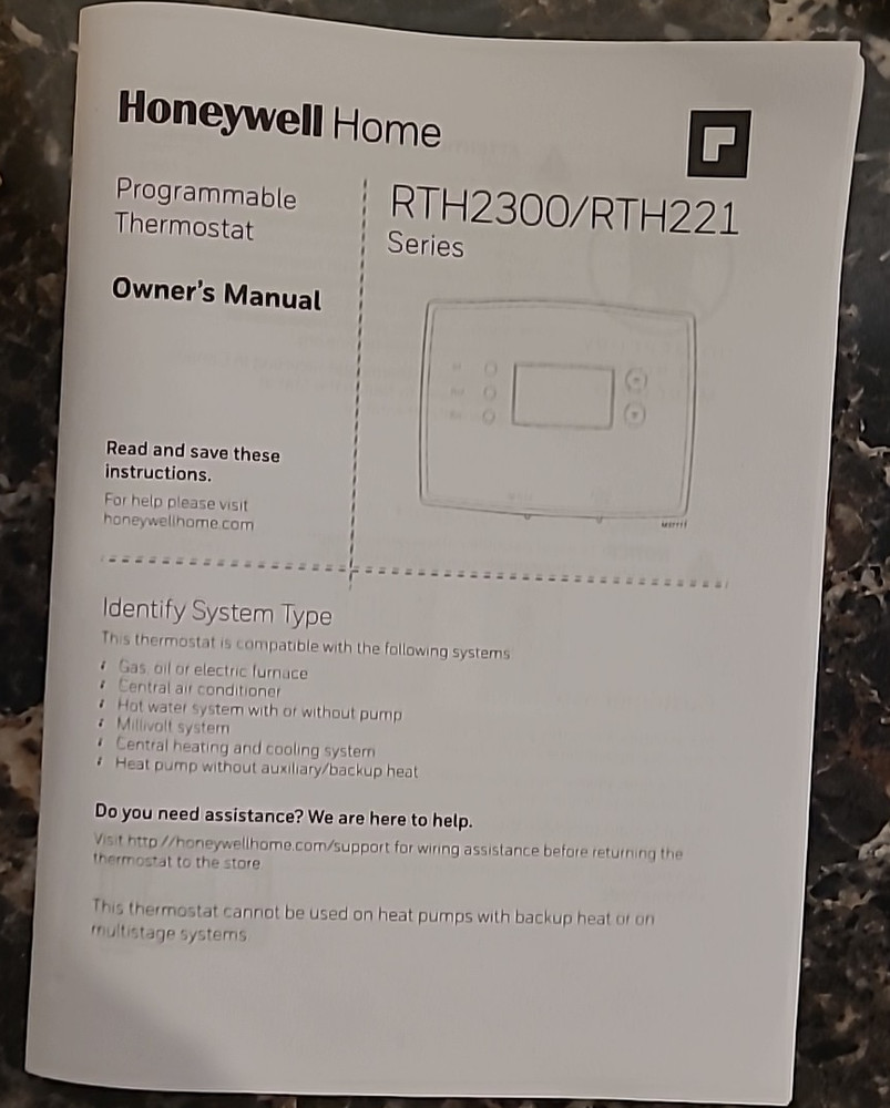 Honeywell Programmable Thermostat RTH2300B *208-3