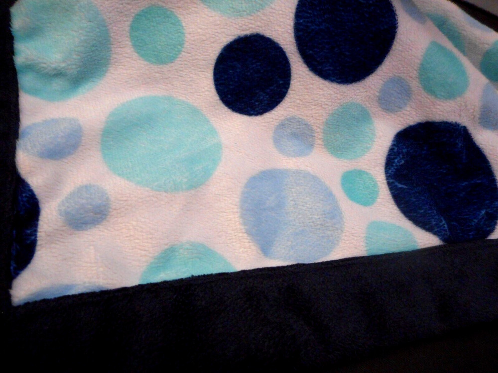 Carters Navy Blue Fish Baby Security Blanket w/ Aqua Blue Bubbles Nice-Clean