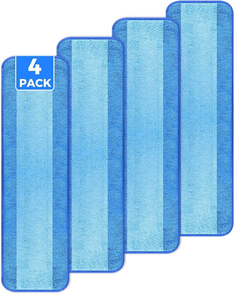 4-Pack Microfiber Cleaning Pads, 18-Inch Microfiber Mop Pads Compatible