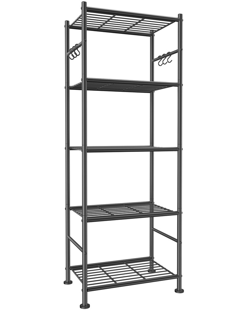 Storage Shelves - 5-Tier Large Capacity Shelf Organizer with Hooks, Heavy-Dut...