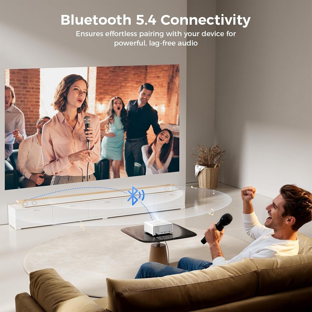 Mini Smart Projector with WiFi and Bluetooth - Compatible with Netflix/YouTube