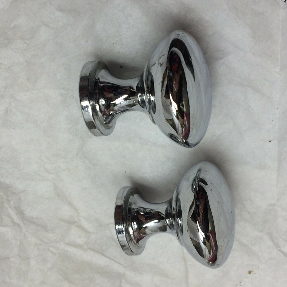 2 Vintage Drawer Knobs DIY Project Hardware Solid Cast Chrome Finish