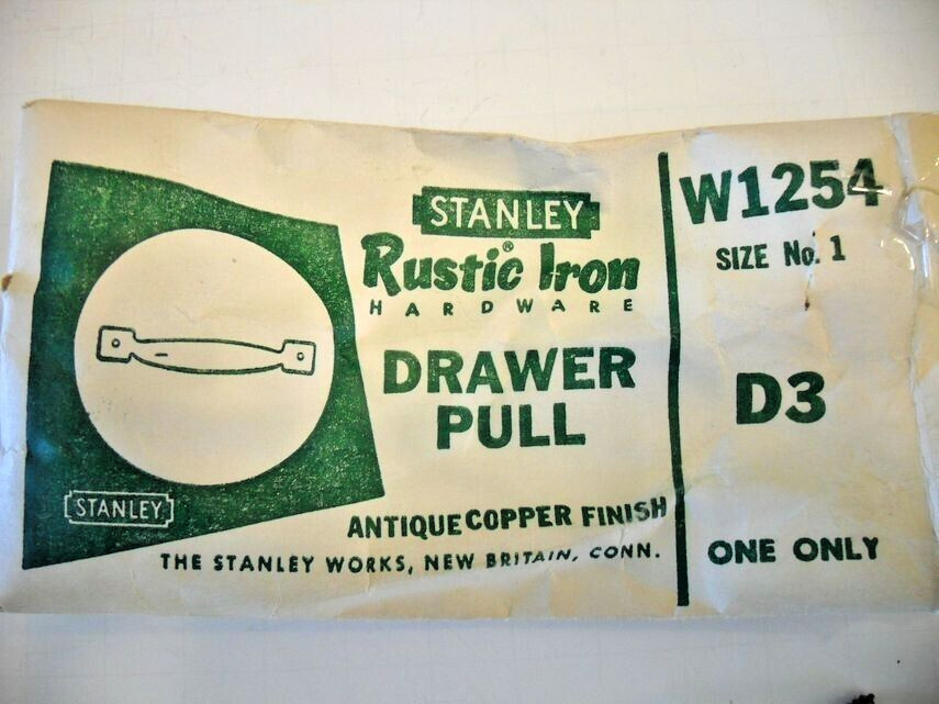 Vintage Nos Hammered Copper Rustic Iron Drawer Pull Cabinet Handle Stanley W1254