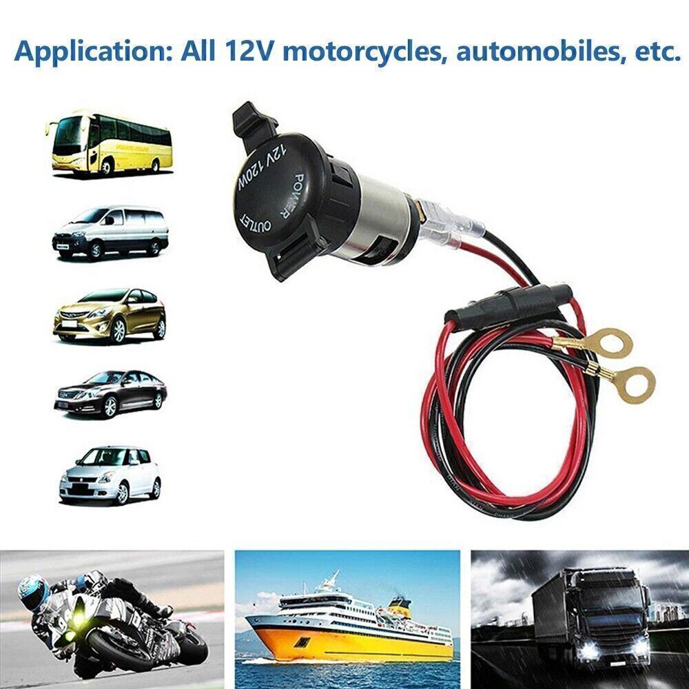 12V Cigarette Socket Lighter Power Outlet Plug Charger Adapter Cable Universal