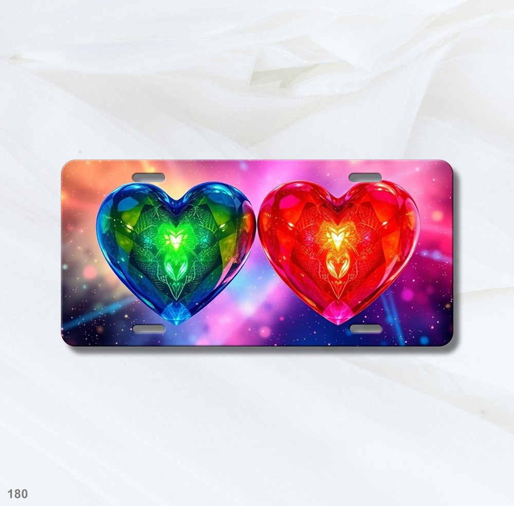 Stylish Hearts License Plate Customizable Auto Tag Special Gift