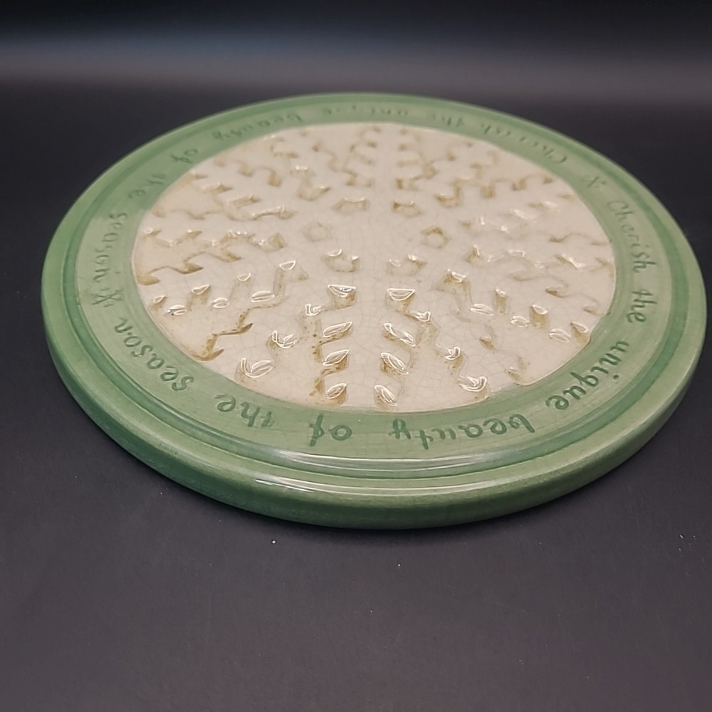 Christmas Snowflake Ceramic Plate Trivet - Russ 6 In.