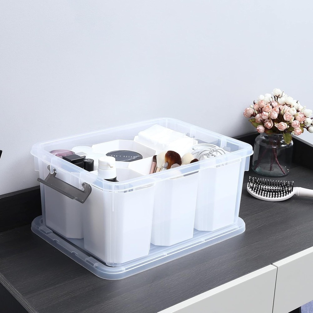 17-Quart Plastic Storage Bin Clear Storage Box with Lid Stackable
