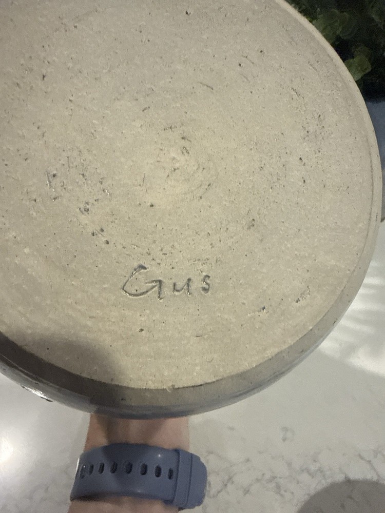 Vintage Studio Pottery Lidded Jar Signed “Gus” Hand Thrown Stoneware Tea Caddy