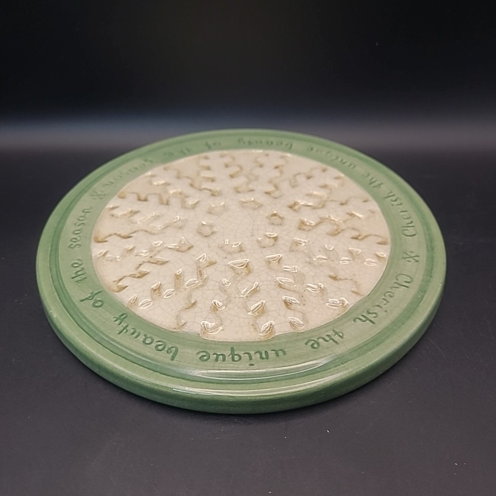 Christmas Snowflake Ceramic Plate Trivet - Russ 6 In.