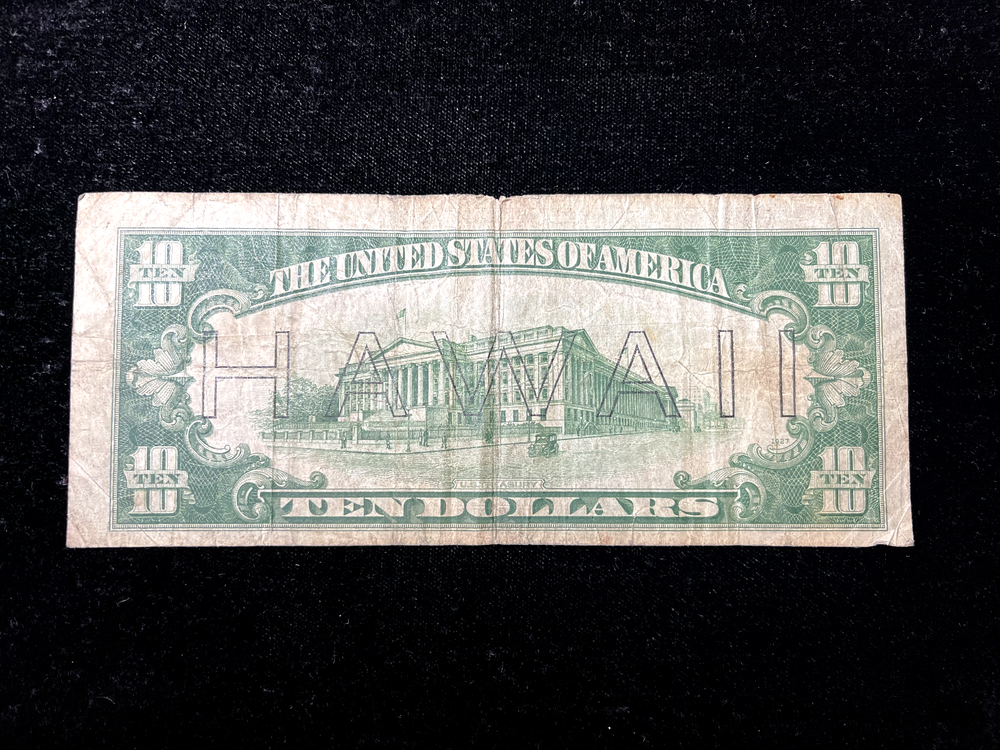 1934-A Star Hawaii $10 Emergency issue Note -WWII-