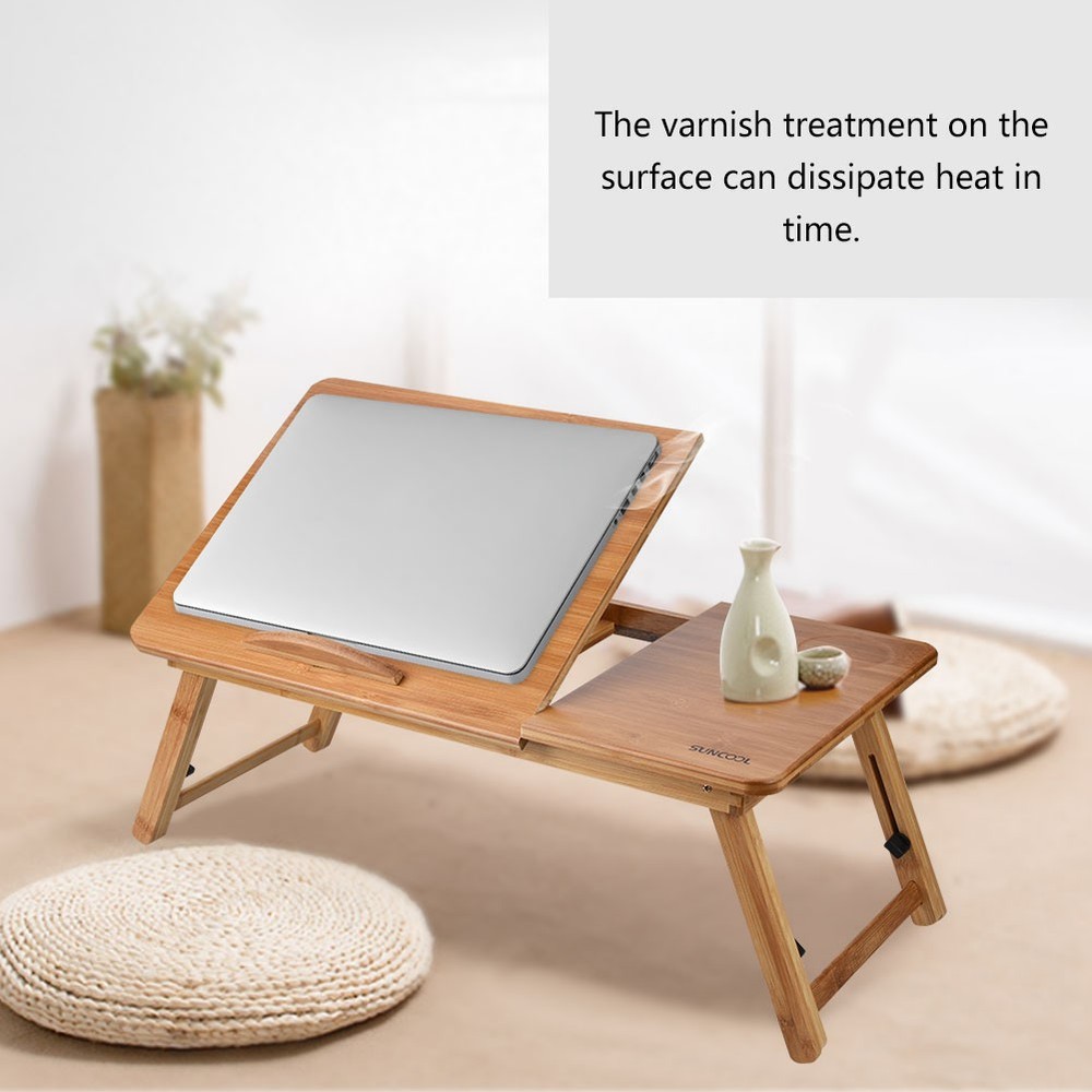 Sturdy Carbonized Bamboo Notebook Desk Height Foldable Laptop Cooling