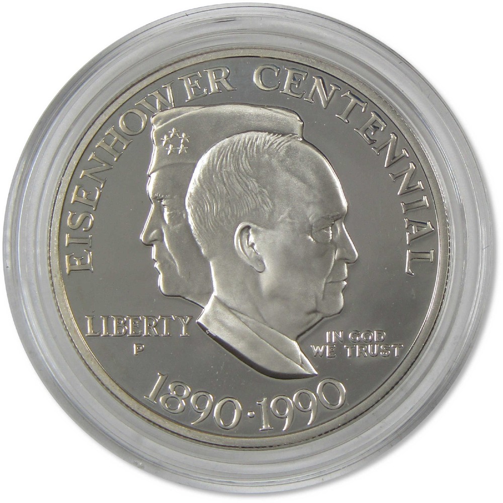 1990 P Eisenhower Centennial Commemorative Silver Dollar Proof OGP COA