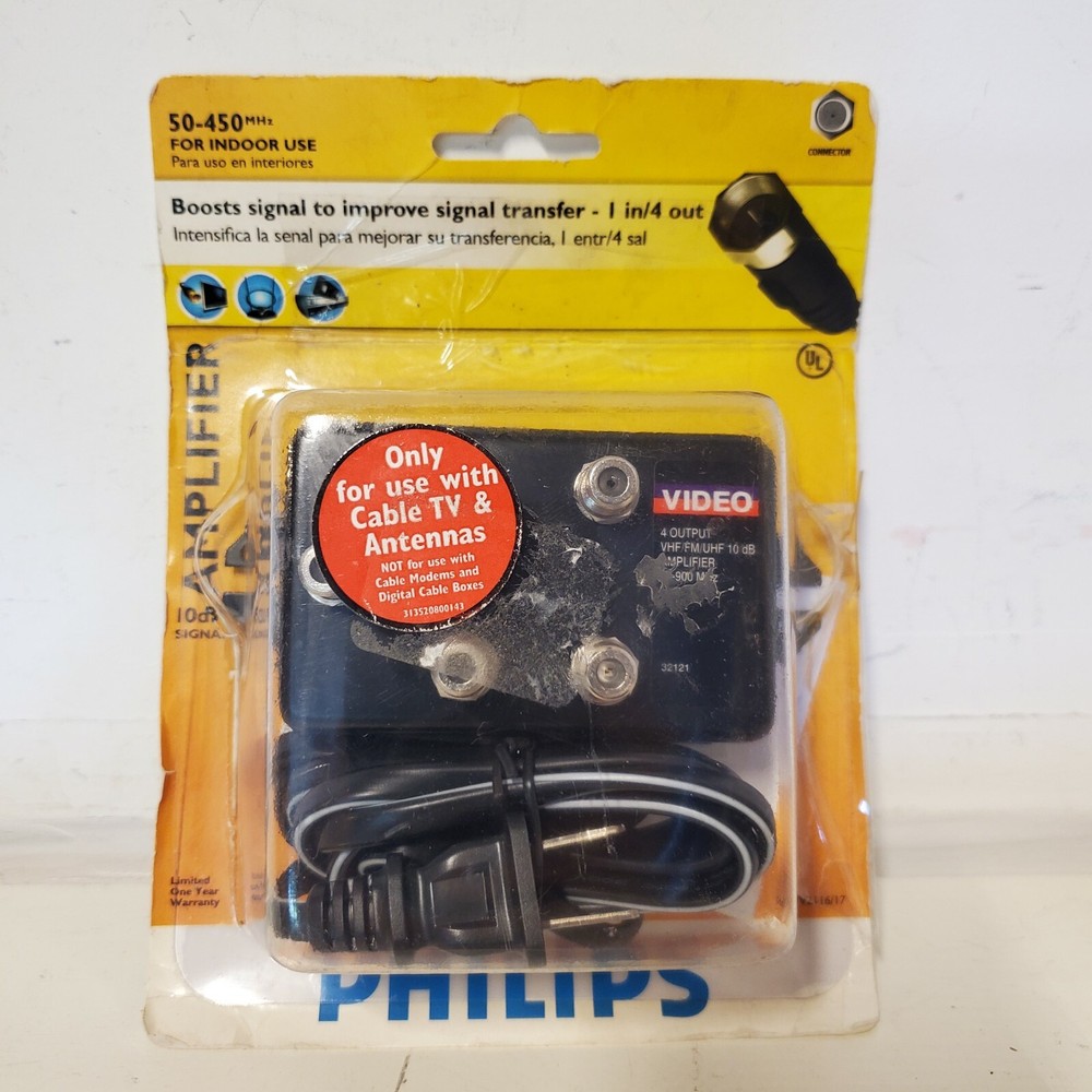 PHILLIPS 10 db 4-way output Distribution Amplifier Open Box NOS