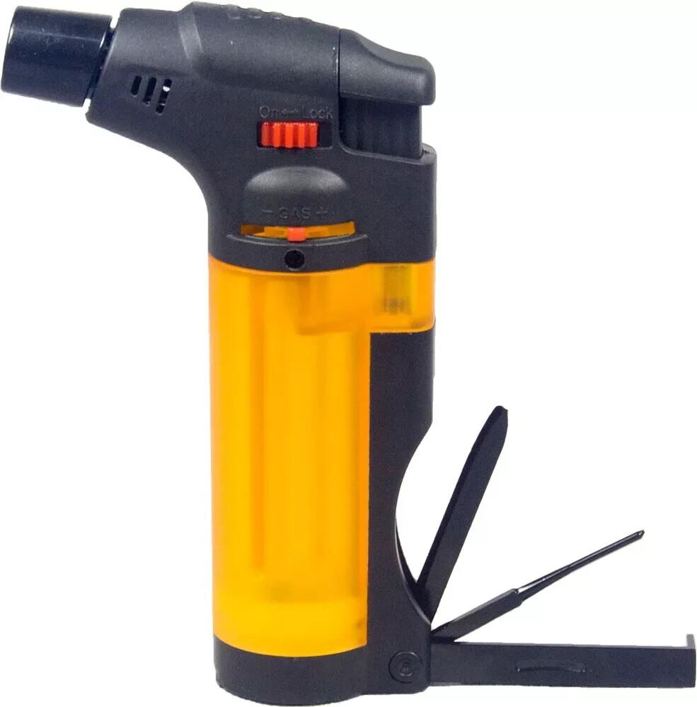 4 Pack 4" Butane Jet Torch Lighter Refillable Adjustable Flame w/ ToolsWindproof