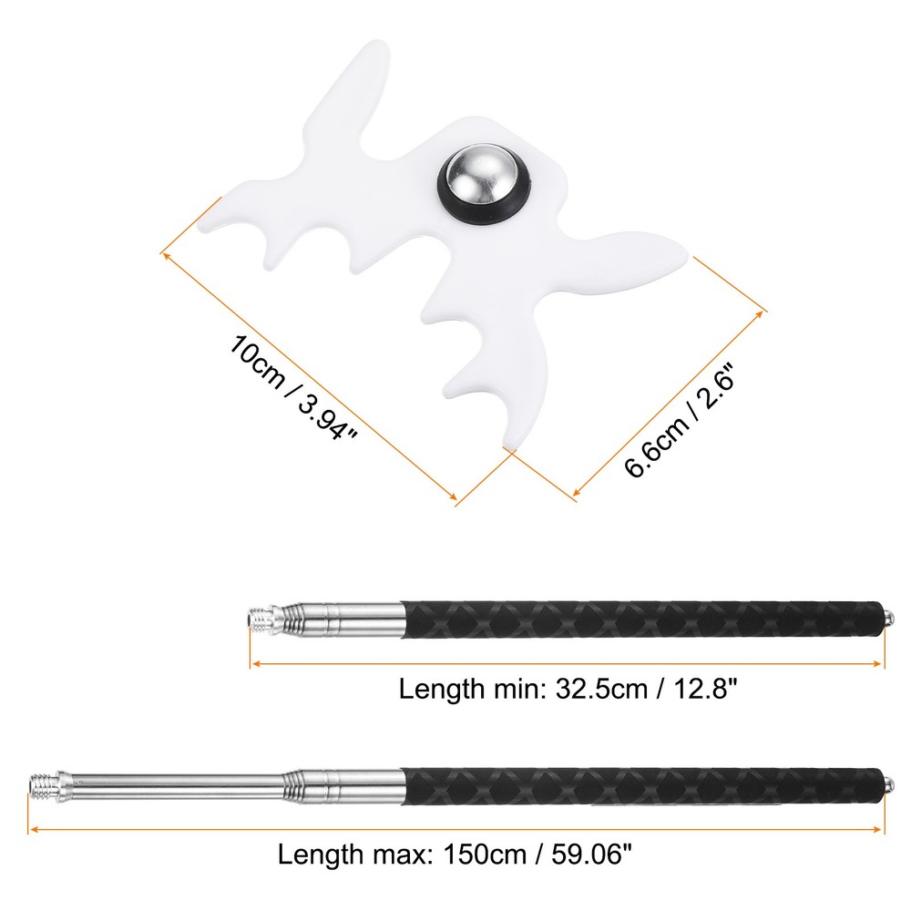 Billiard Stick Bridge Stick, Silicone Handle with Plastic Bridge Head, White