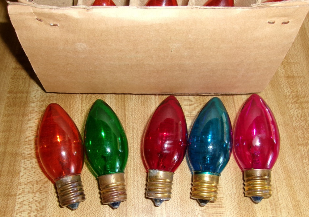 VTG 25 Replacement Transparent Bulbs C9 1/4 Multi-Colored Christmas Lights
