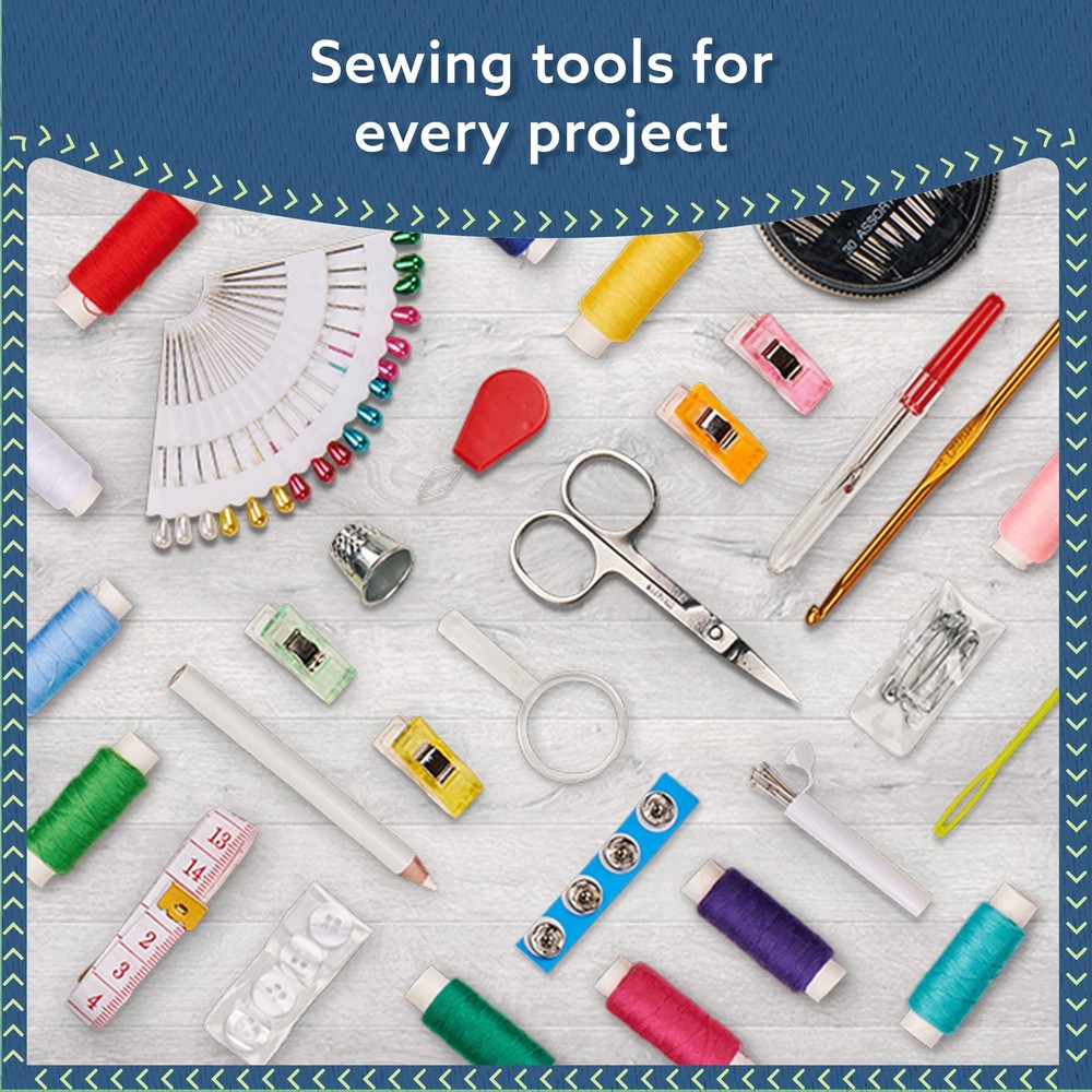 Sewing Kit: 94 PCS Beginner Set w/Thread, Needles, Scissors, Thimble, Clips