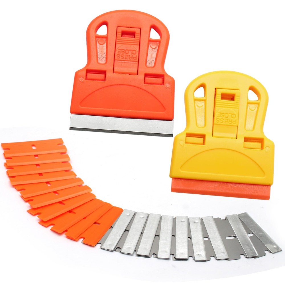 ISDVBUY 2 Sets Razor Blade Scrapers, Plastic Scraper Tool Extra 10 Plastic...