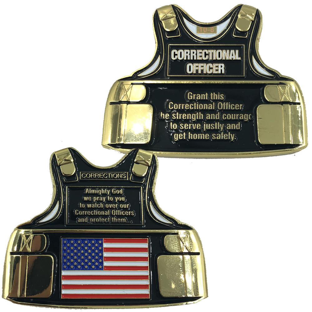 EL10-009 Correctional Officer Thin Gray Line Prayer Challenge Coin CO Correction