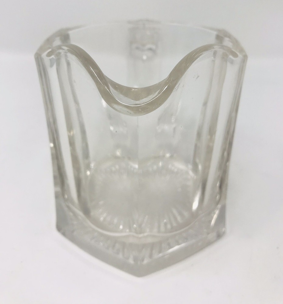 Vintage Clear Elegant Glass 6 Panel Hexagon Flat Panel Creamer 3 3/4”
