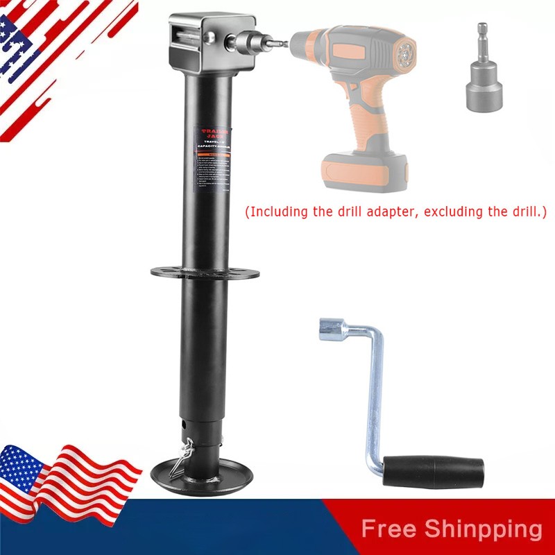 5000lb Capacity A-Frame Trailer Jack 23" Lift Drill Powered Height Adjustable