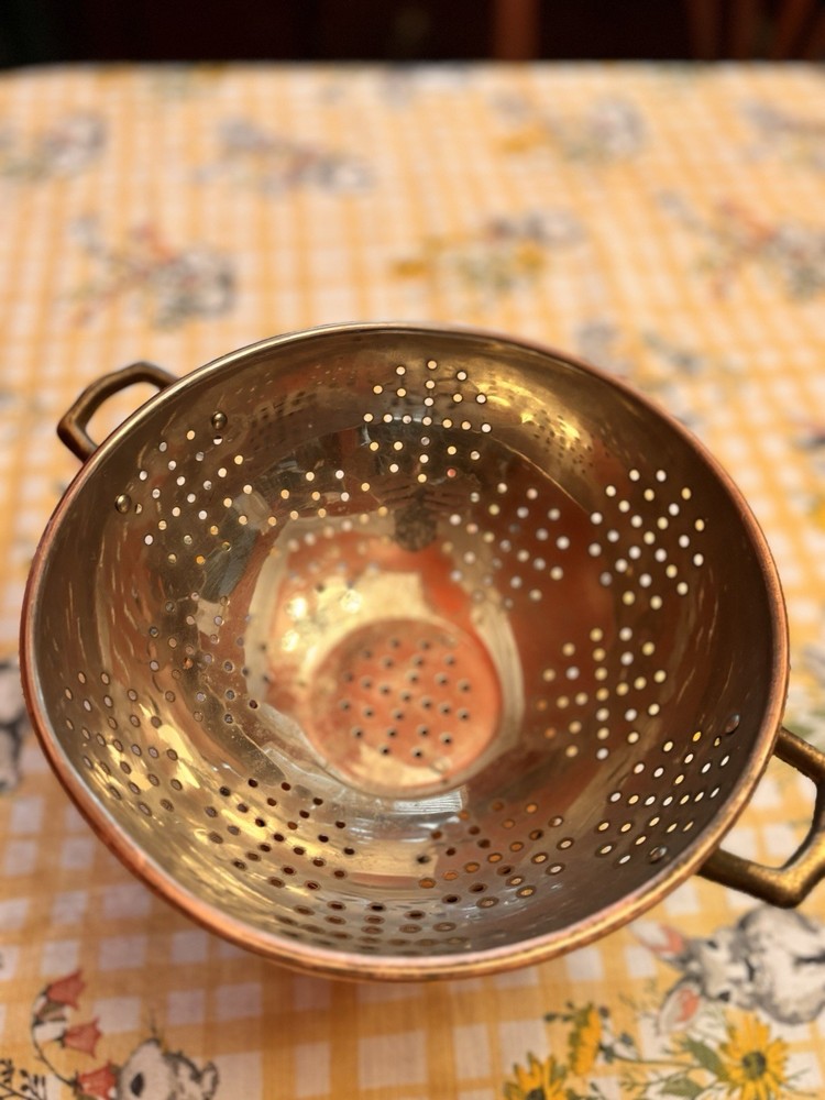 Vintage Colander Solid Copper Footed Pedestal 9" Strainer