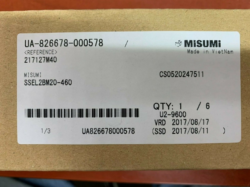 Misumi SSEL2BM20-460 Miniature Linear Slide Rail Guide +  2 Block