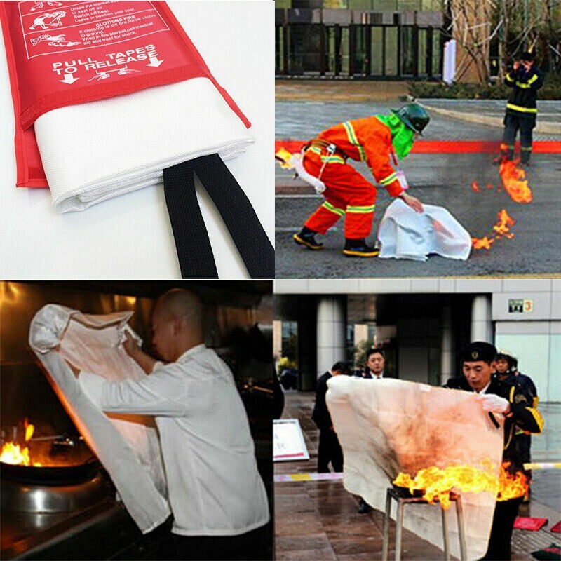 US Large Fire Blanket Fireproof For Home Kitchen Office Caravan Emergency Safety