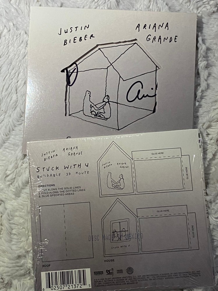 Signed JUSTIN BIEBER & ARIANA GRANDE Autographed "Stuck With U" CD Single