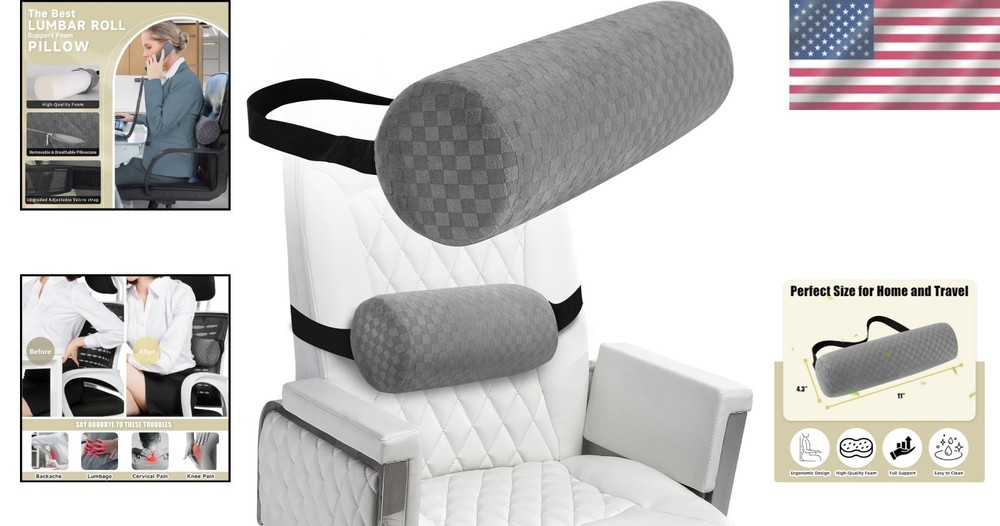 Travel-Friendly Lumbar Support Roll – Adjustable & Machine Washable 11x4.3in