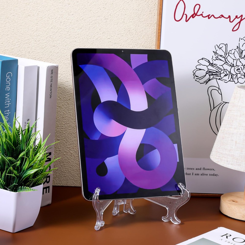 6 Pack 8 Inch Clear Plastic Display Easels Plate Stand Holder