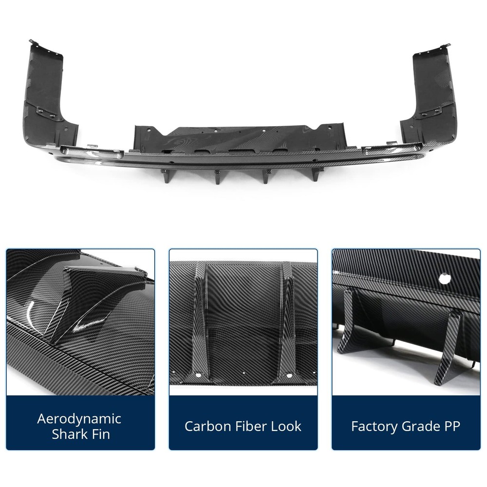 Rear Diffuser 2015-2023 Challenger Matte Black PP 4PC Set