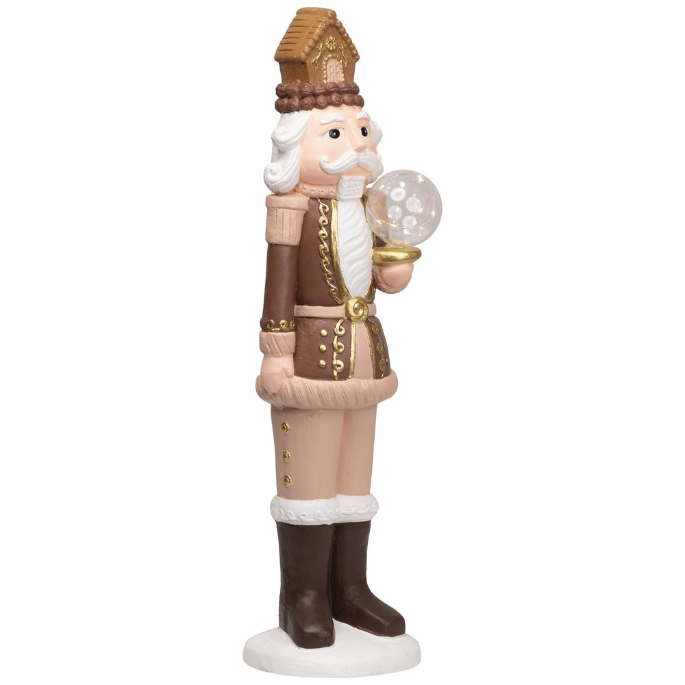 LED Lighted Nutcracker with Globe - 27" - Brown and Beige