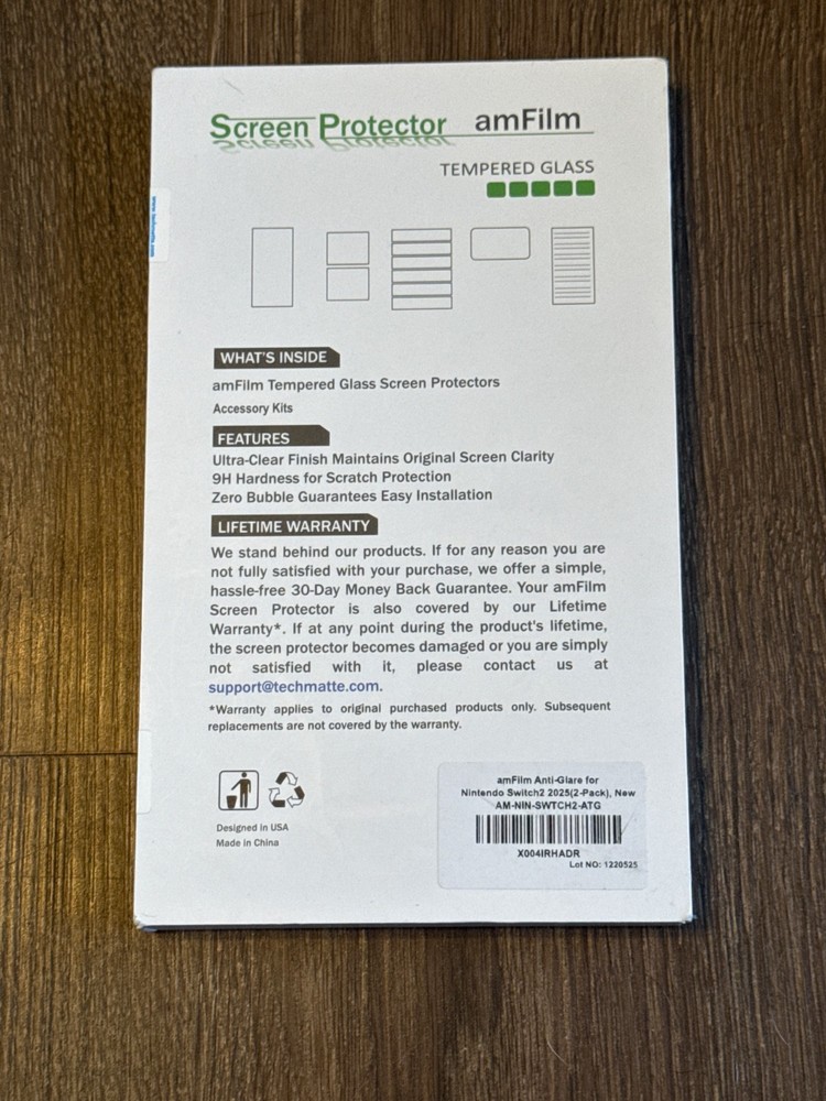 AmFilm Screen Glass Protector For Switch 2 (2-pack)