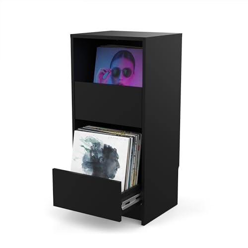 Glorious Vinyl Vault for Vinyl Record Collection Storage (Black)