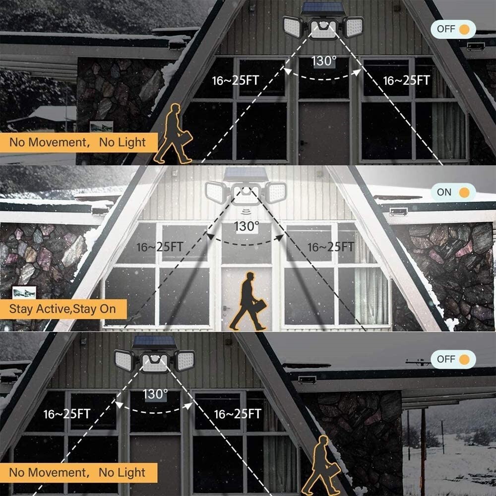 2 Pack Solar Lights Motion Sensor, Security LED Waterproof Adjustable head 74LED