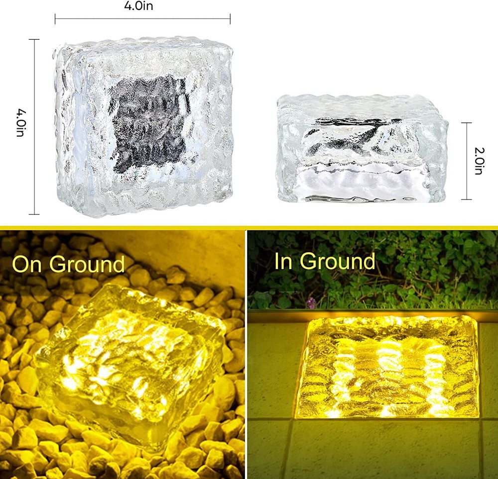 LED Solar Ice Cube Shaped Light For Patio Backyard Pathway Garden Decoration