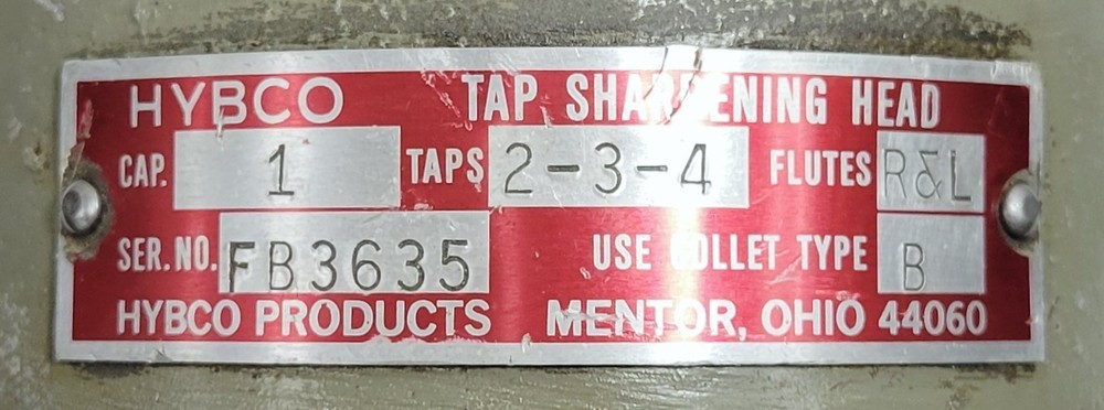 HYBCO TAP SHARPENING HEAD 1" CAPACITY COLLET TYPE B