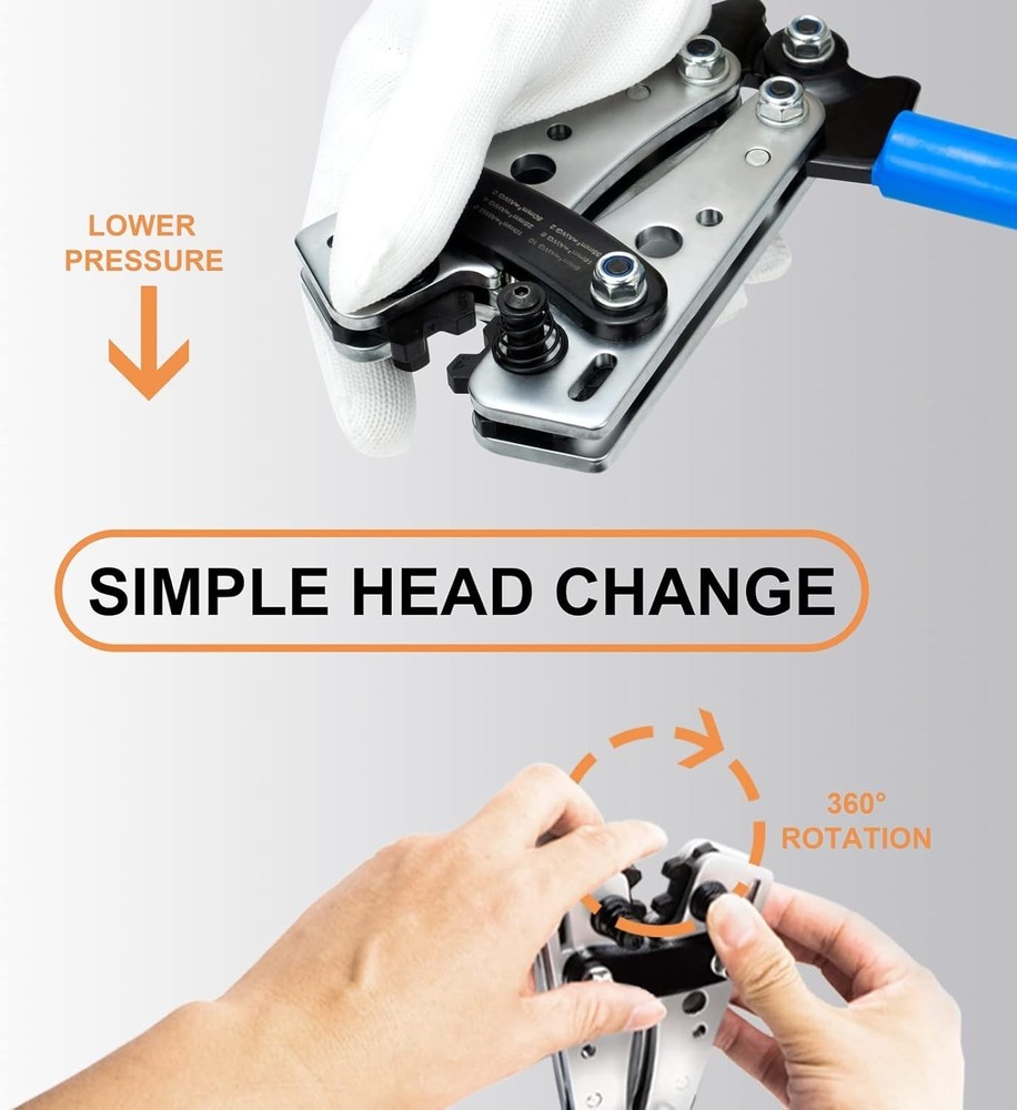 Ergonomic Battery Cable Crimper with Rotating Dies for Easy, Secure Connections