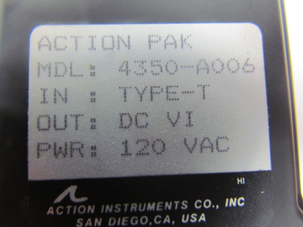 Action Pak 4350-A006 Programmable Isolating Transmitter Type-T 120VAC